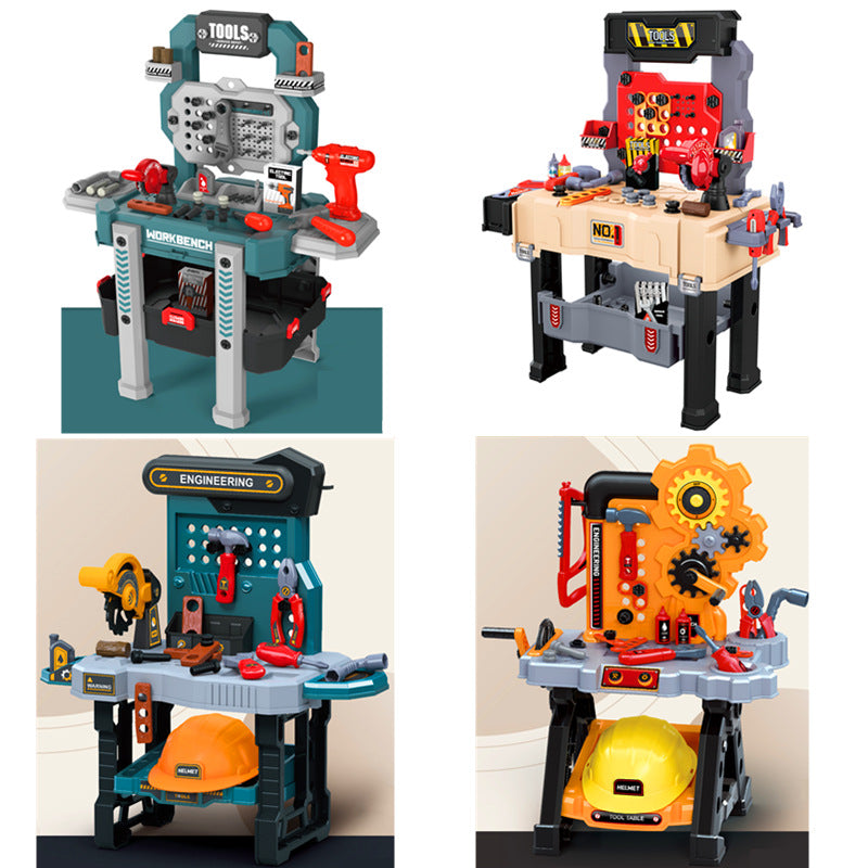 Kids using tool set for creative building play