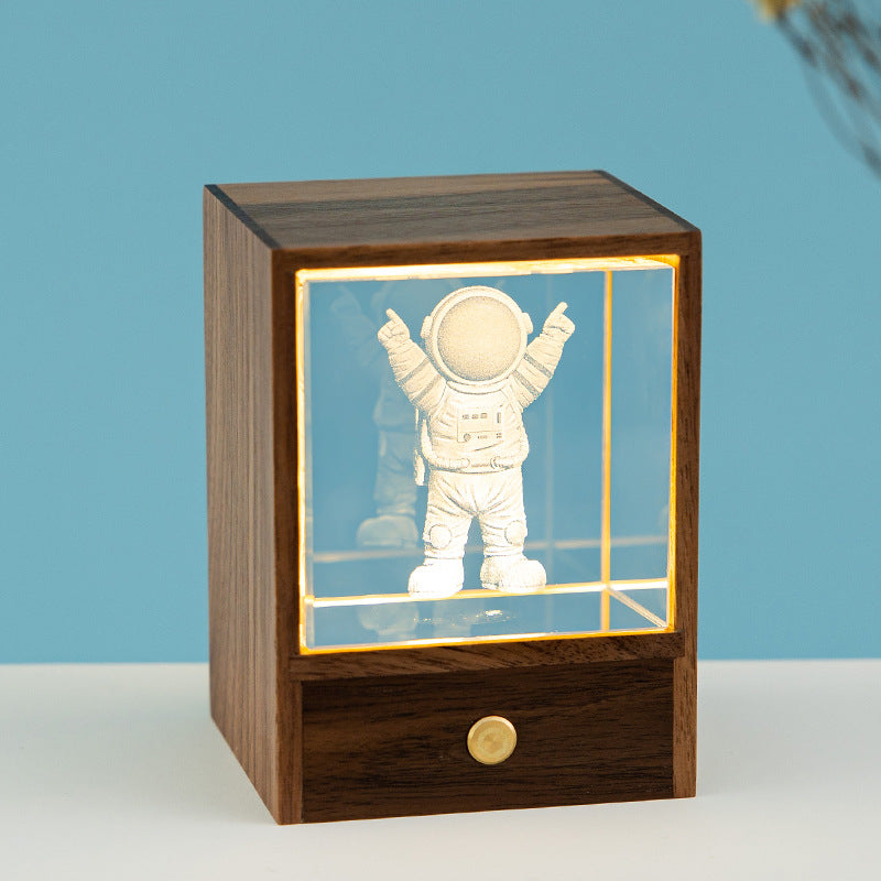 Close up of wooden globe lamp details