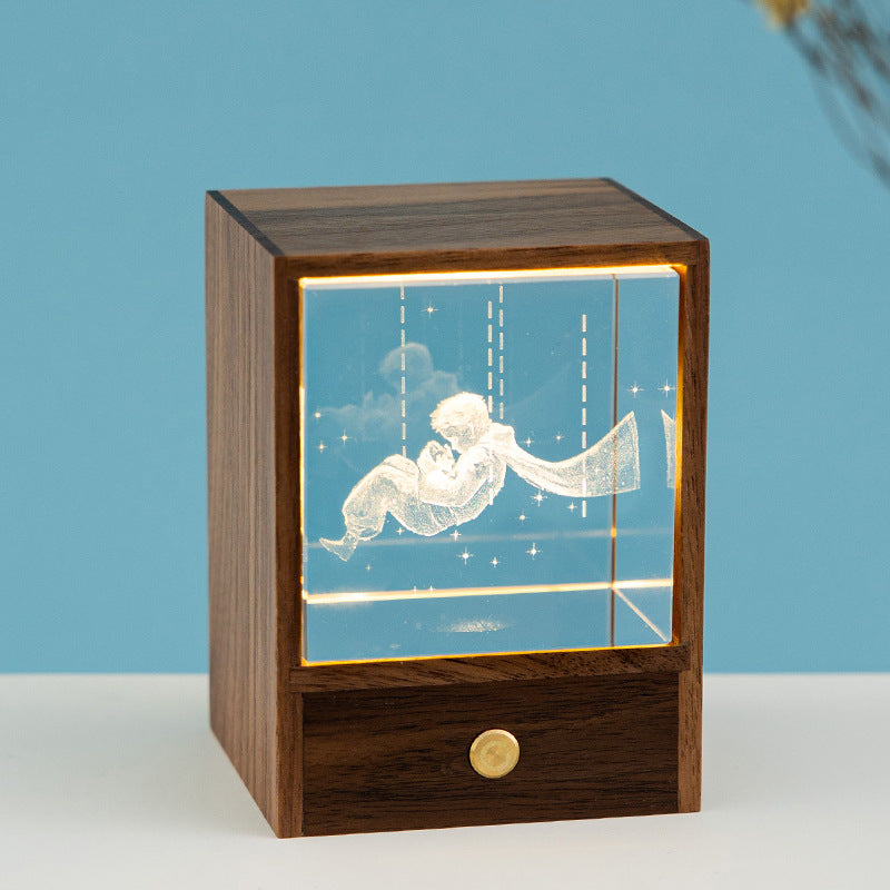 Astronaut and reindeer LED night light on table
