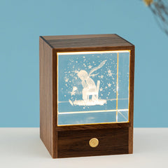 Wooden illuminated globe with multicolor lights