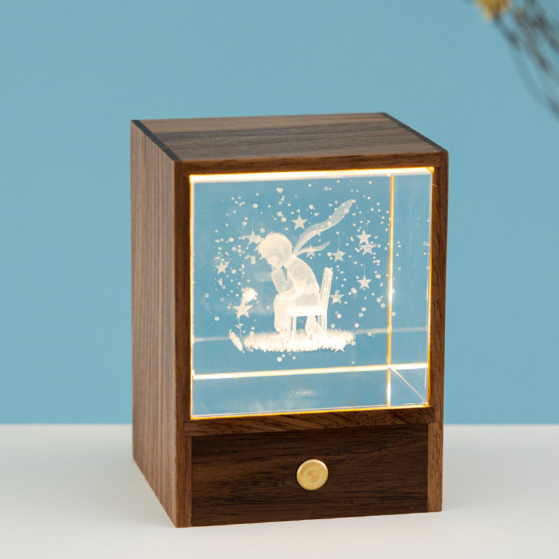 Wooden illuminated globe with multicolor lights