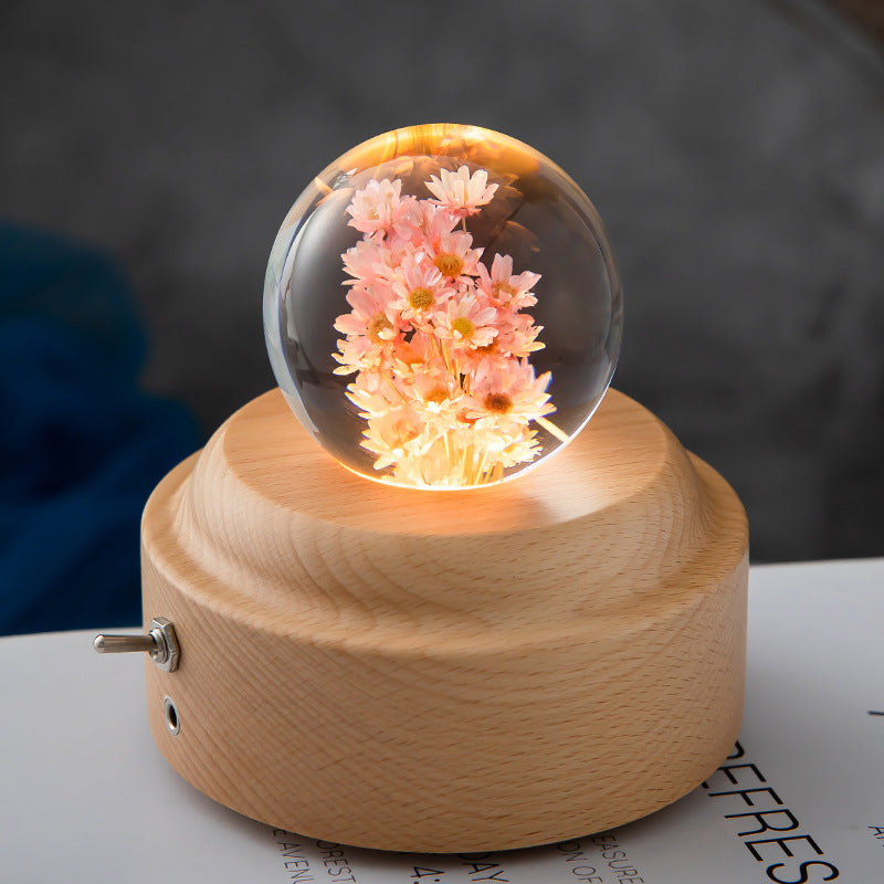 dandelion engraved night light in crystal ball