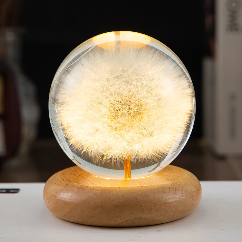 warm glow dandelion crystal night light