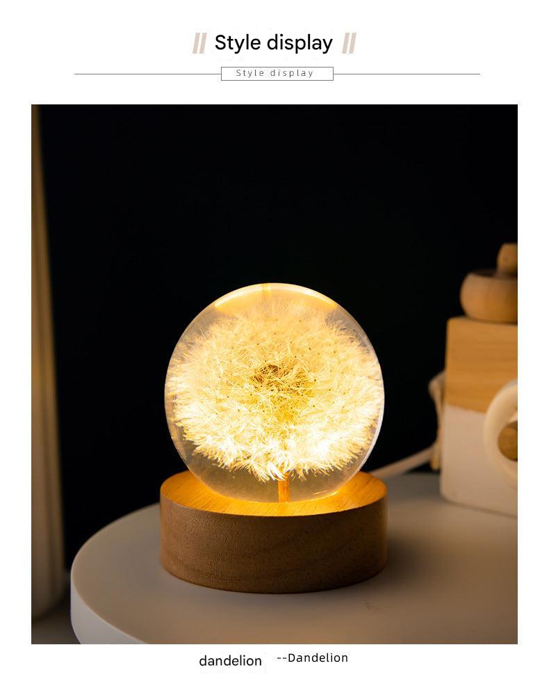compact crystal ball lamp for bedside