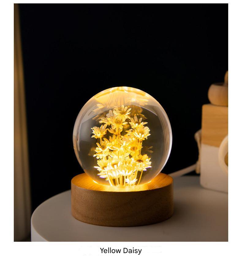 decorative lamp with intricate dandelion inside