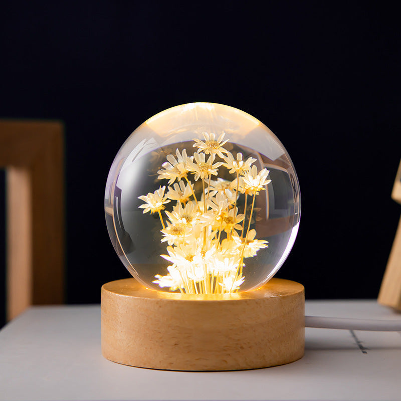 decorative lamp with intricate dandelion inside