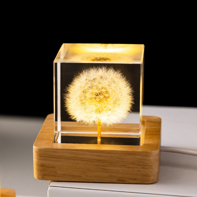 stylish night lamp on wooden stand