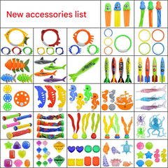 Fun pool activities featuring dive toy set