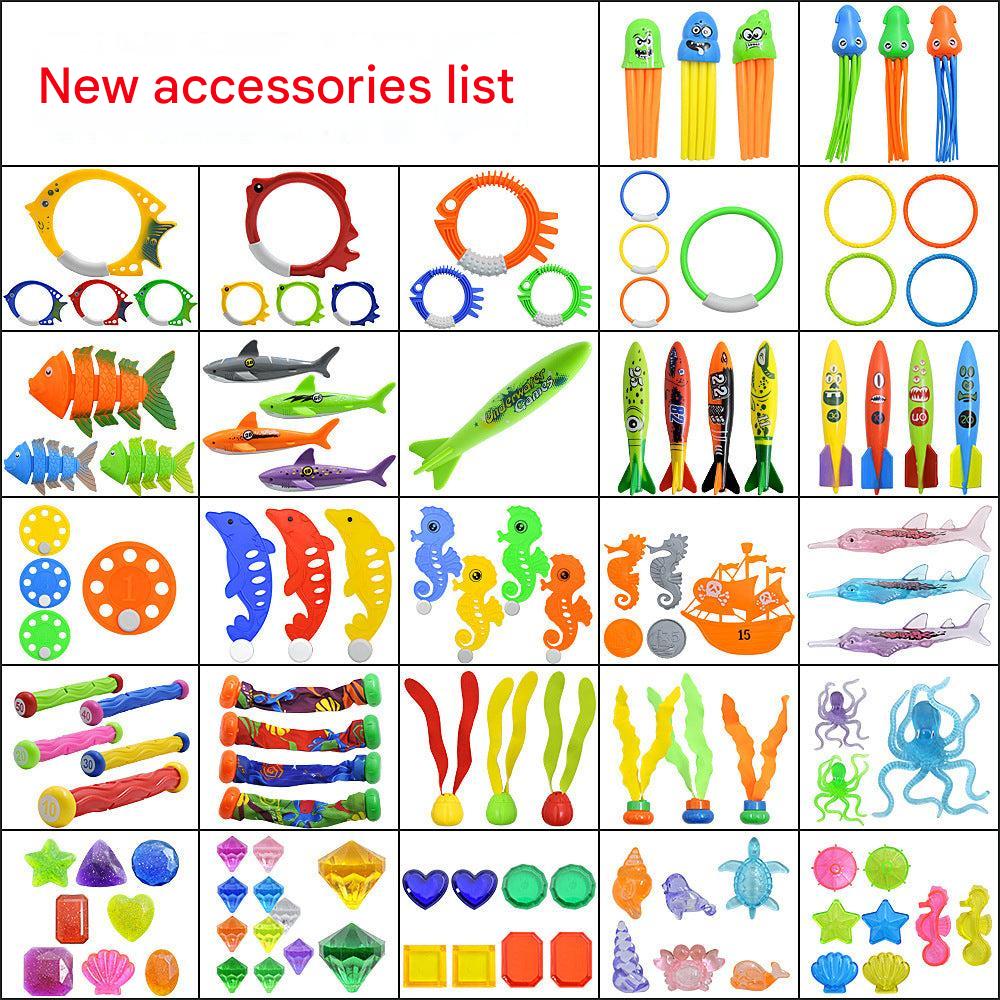 Fun pool activities featuring dive toy set