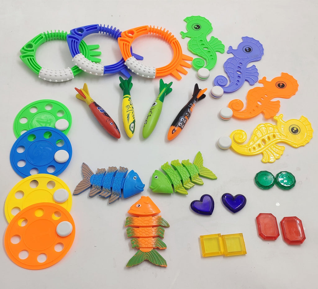 Children playing with underwater toys