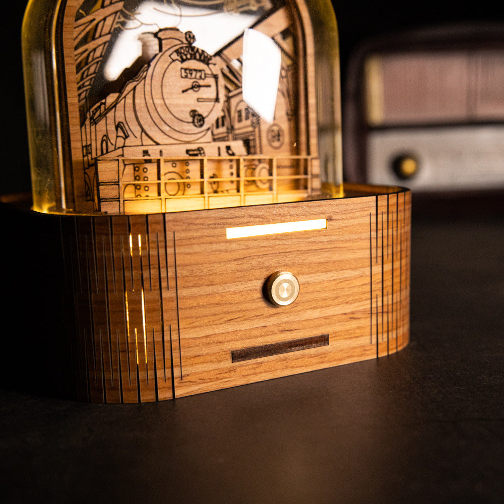 Black walnut music box with touch control