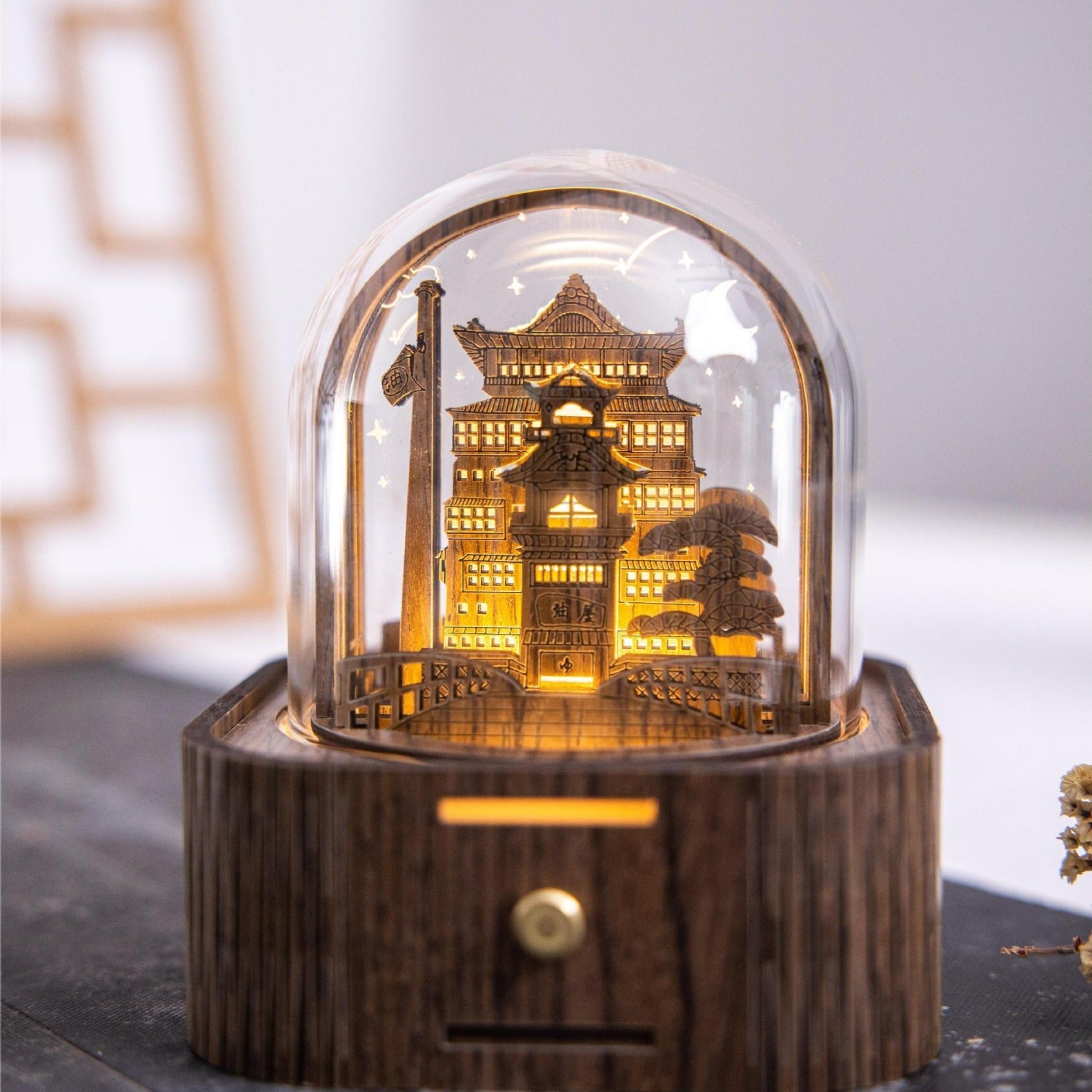 Detailed Hogwarts Express train design on night light