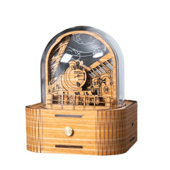 Engraved night light illuminating bedroom