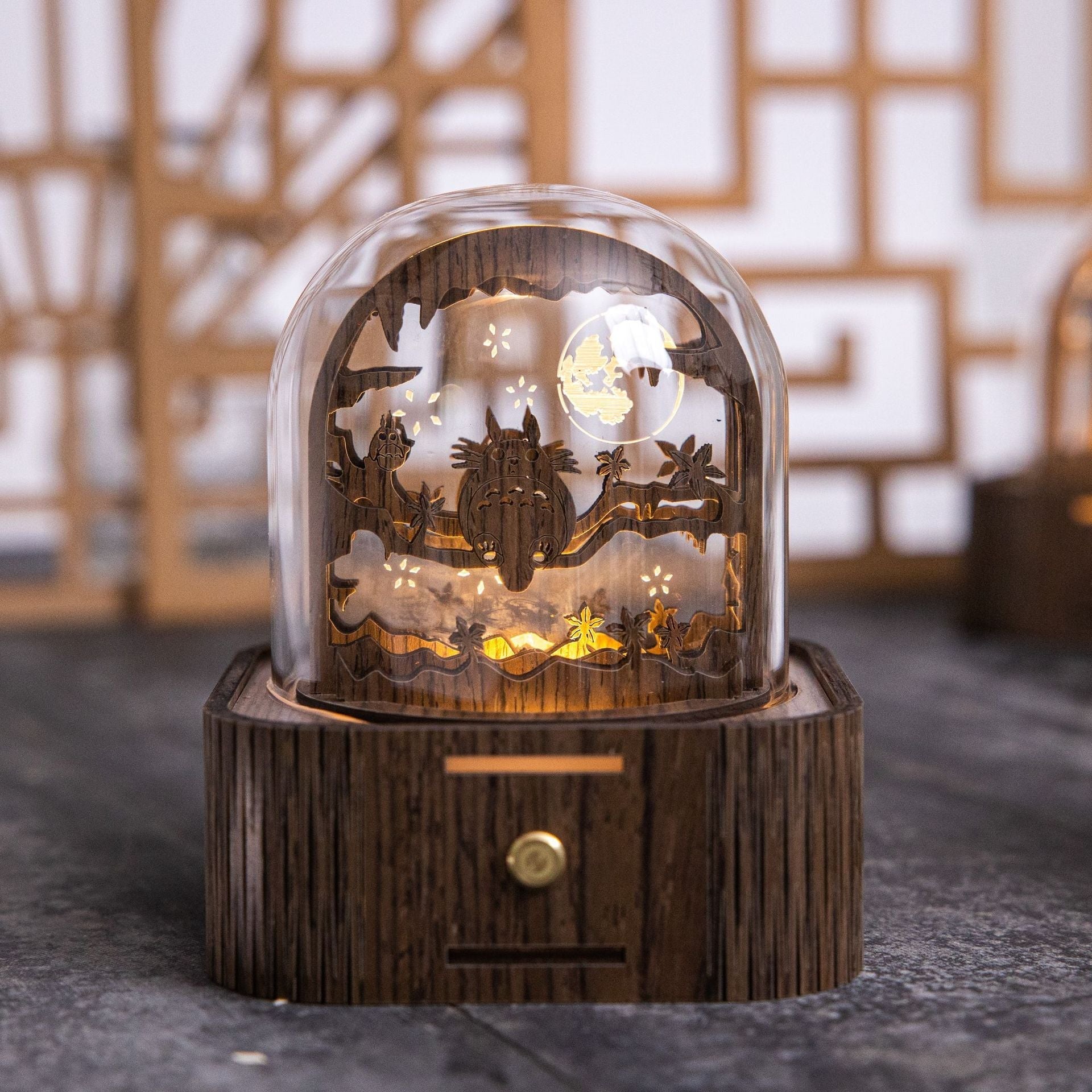 Whimsical Hogwarts night light in dark setting