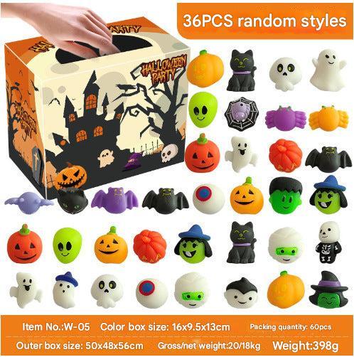 Assorted squishy toys in a festive setting