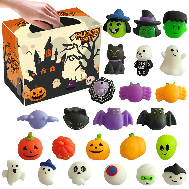 Group of kids enjoying assorted squishy toys