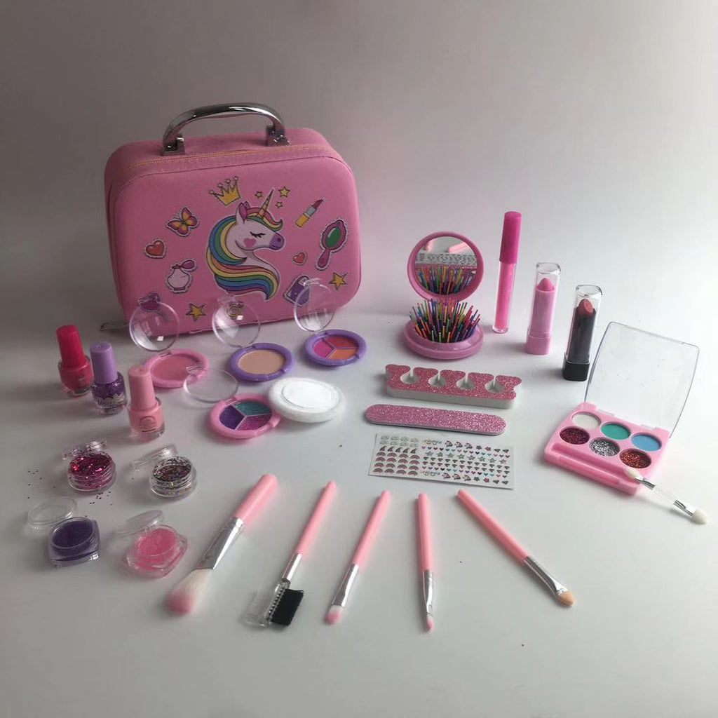 Lipstick application by a young girl