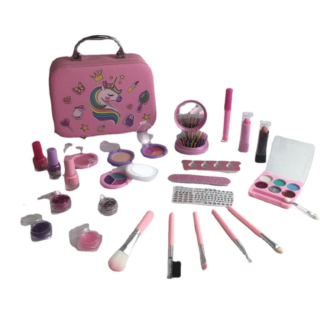 Portable makeup bag with child's cosmetics