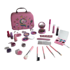 Portable makeup bag with child's cosmetics