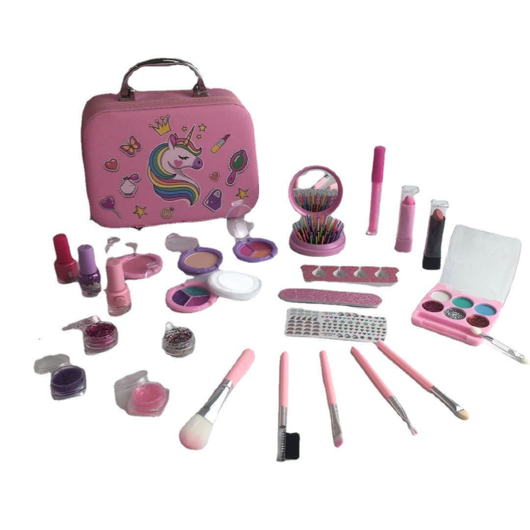 Portable makeup bag with child's cosmetics