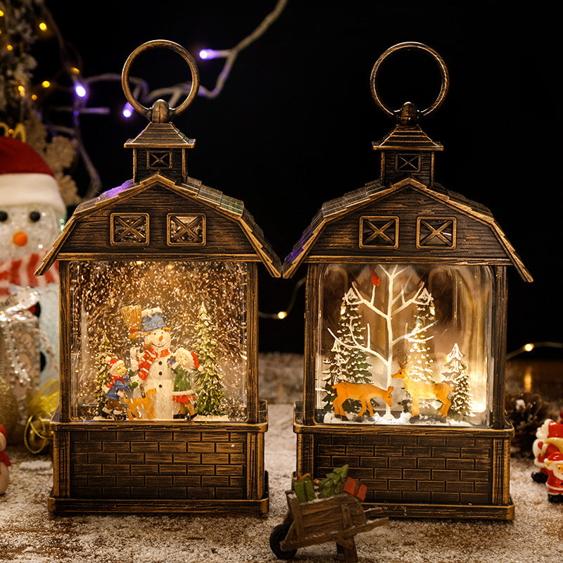 festive red barn themed music box