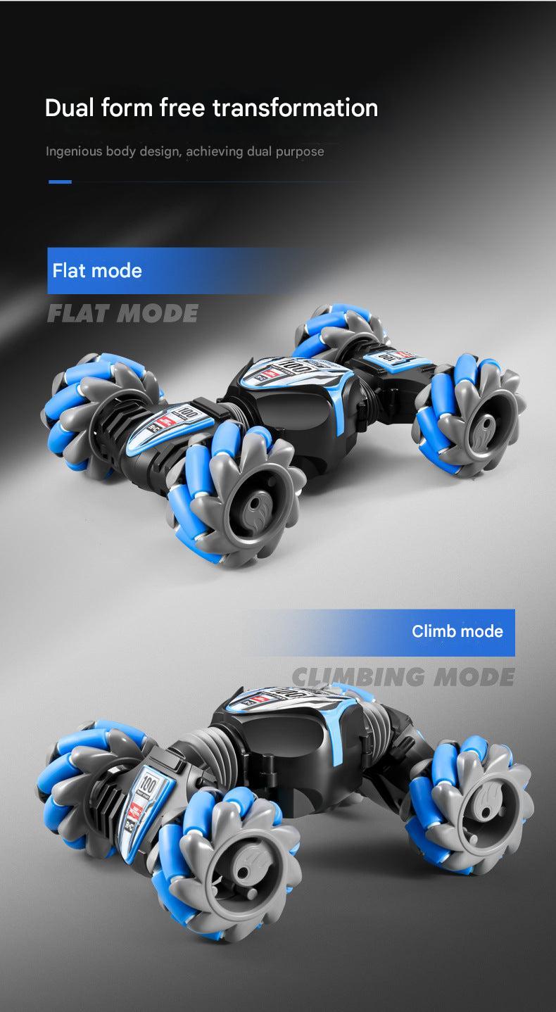Remote control car performing stunts with spray feature