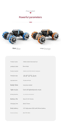 Remote control car performing stunts with spray feature