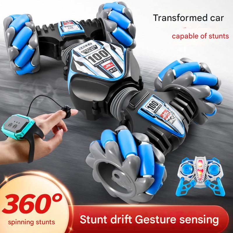 Child using hand gestures to control stunt car