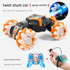 Interactive stunt car in action with lights