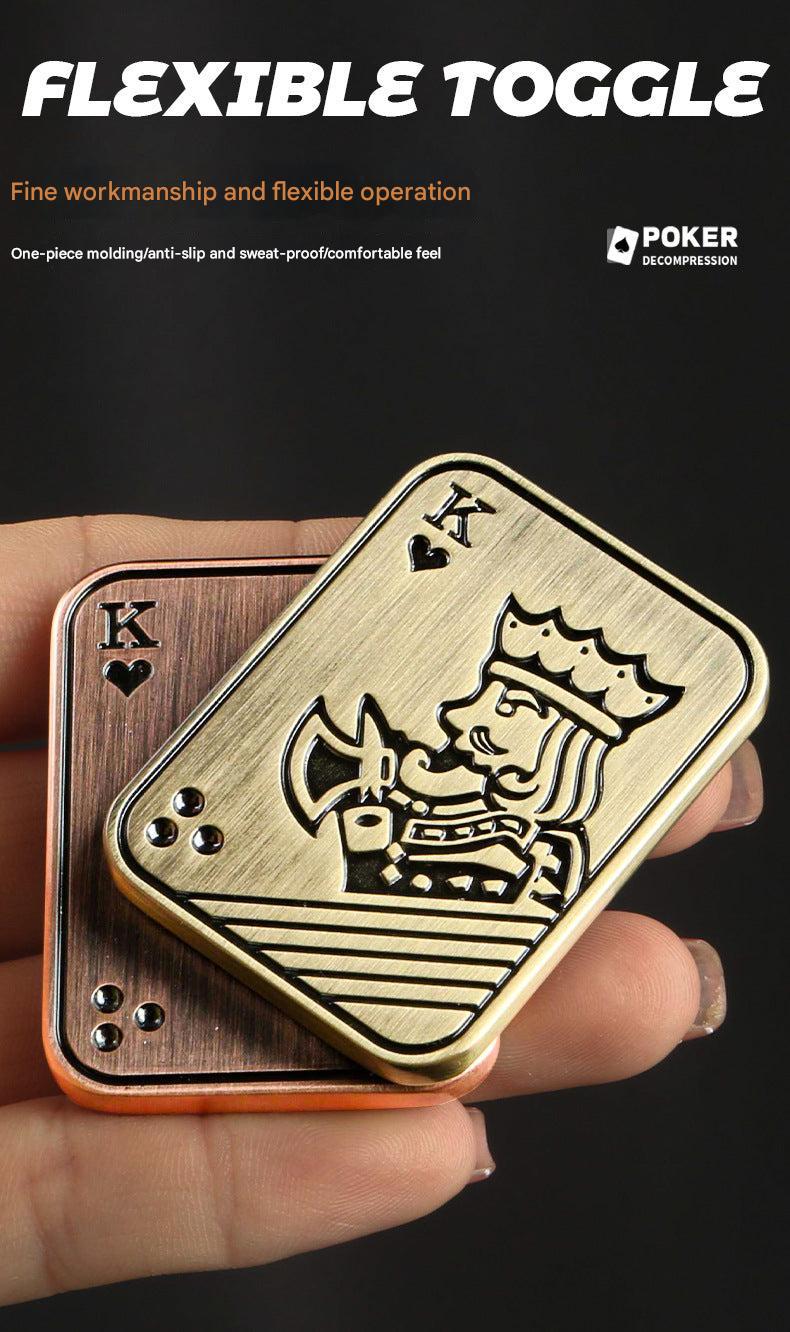 Vintage bronze poker card spinner side view