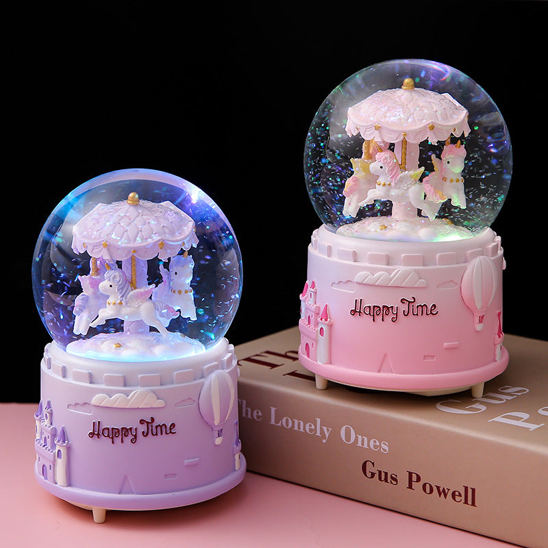 Crystal globe music box with multicolour lighting