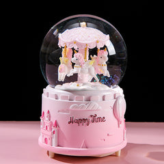 Elegant display of carousel music box on tabletop