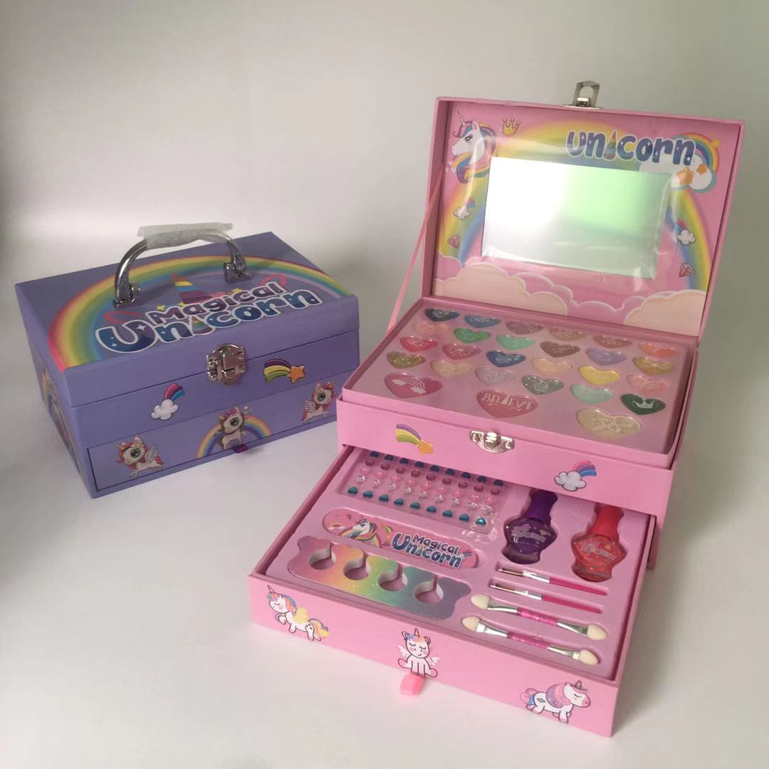 dual-layer makeup organizer for children