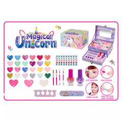 girl smiling while using makeup set