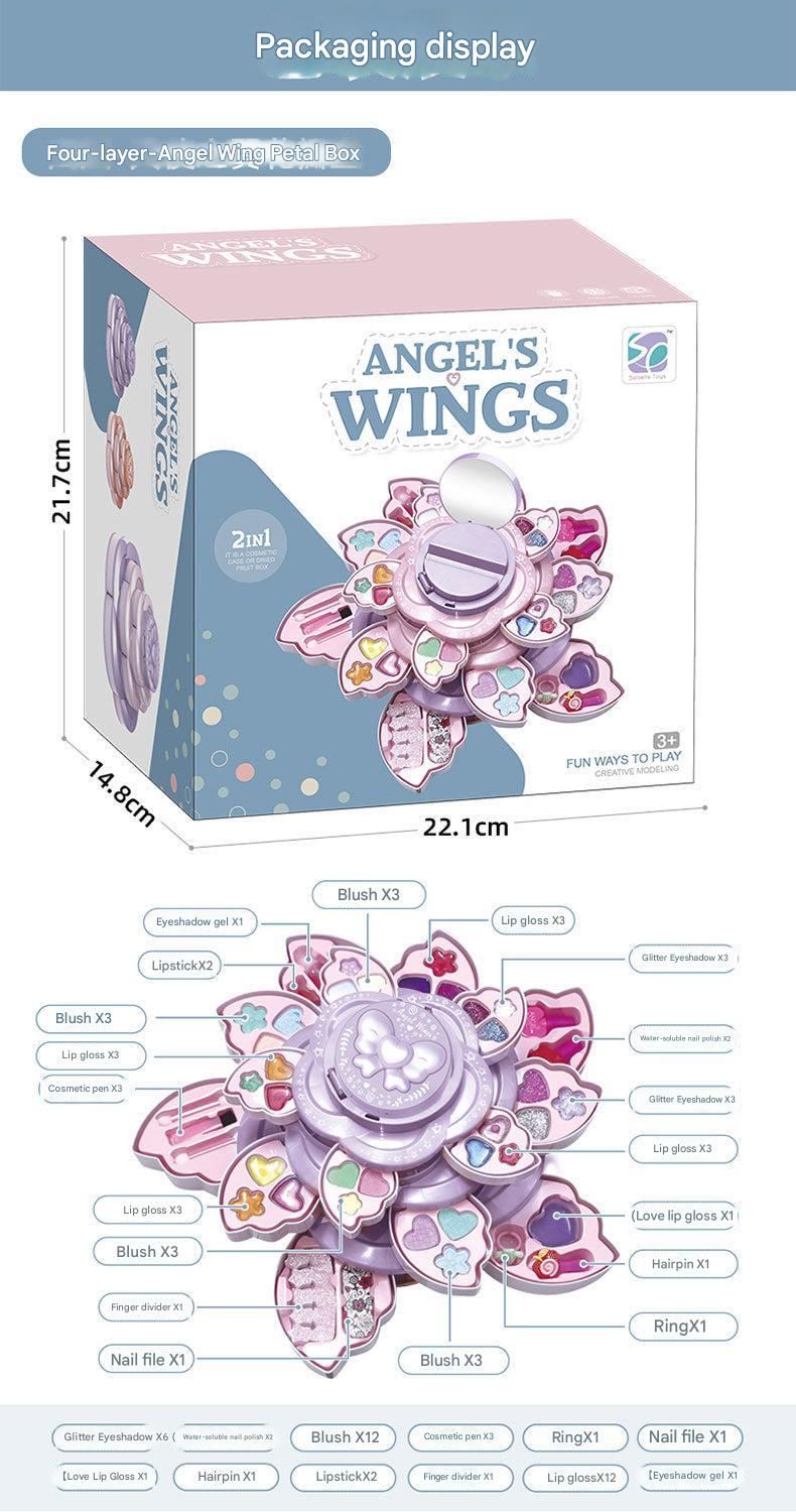 Close-up view of the colourful kids makeup set