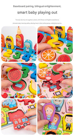 Children playing with educational puzzle board