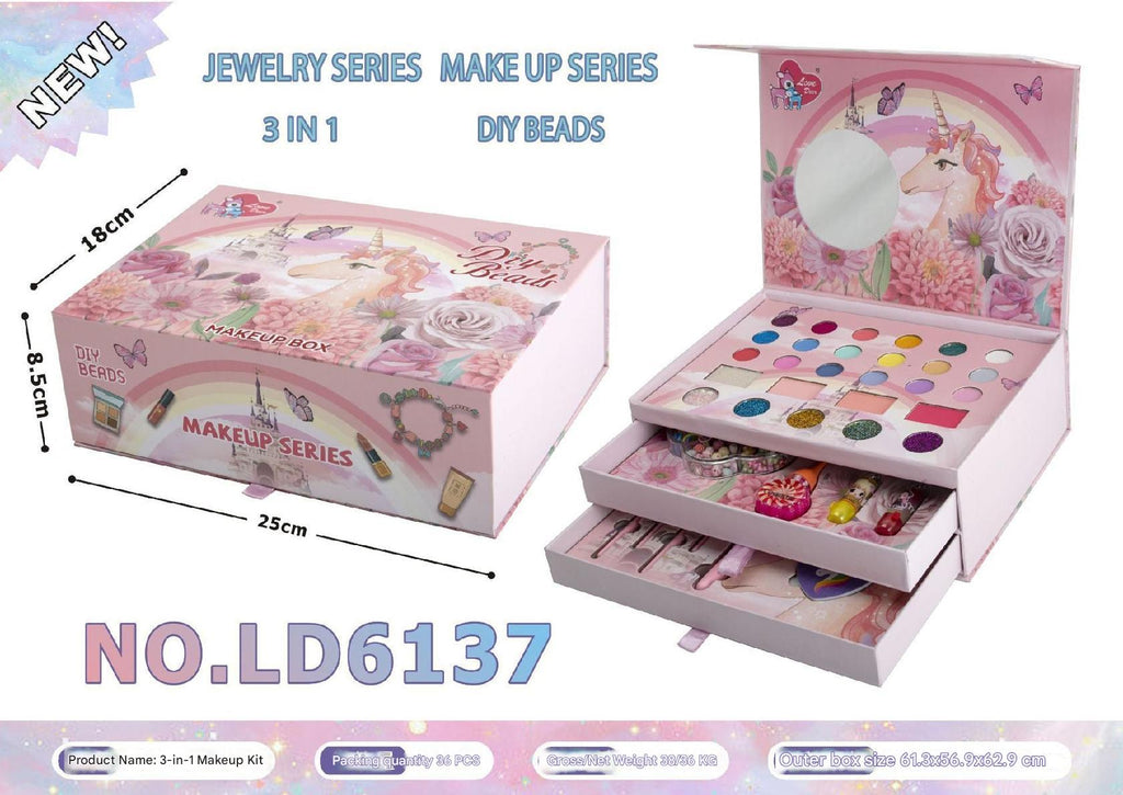 Non-toxic makeup set for kids featuring unicorn design
