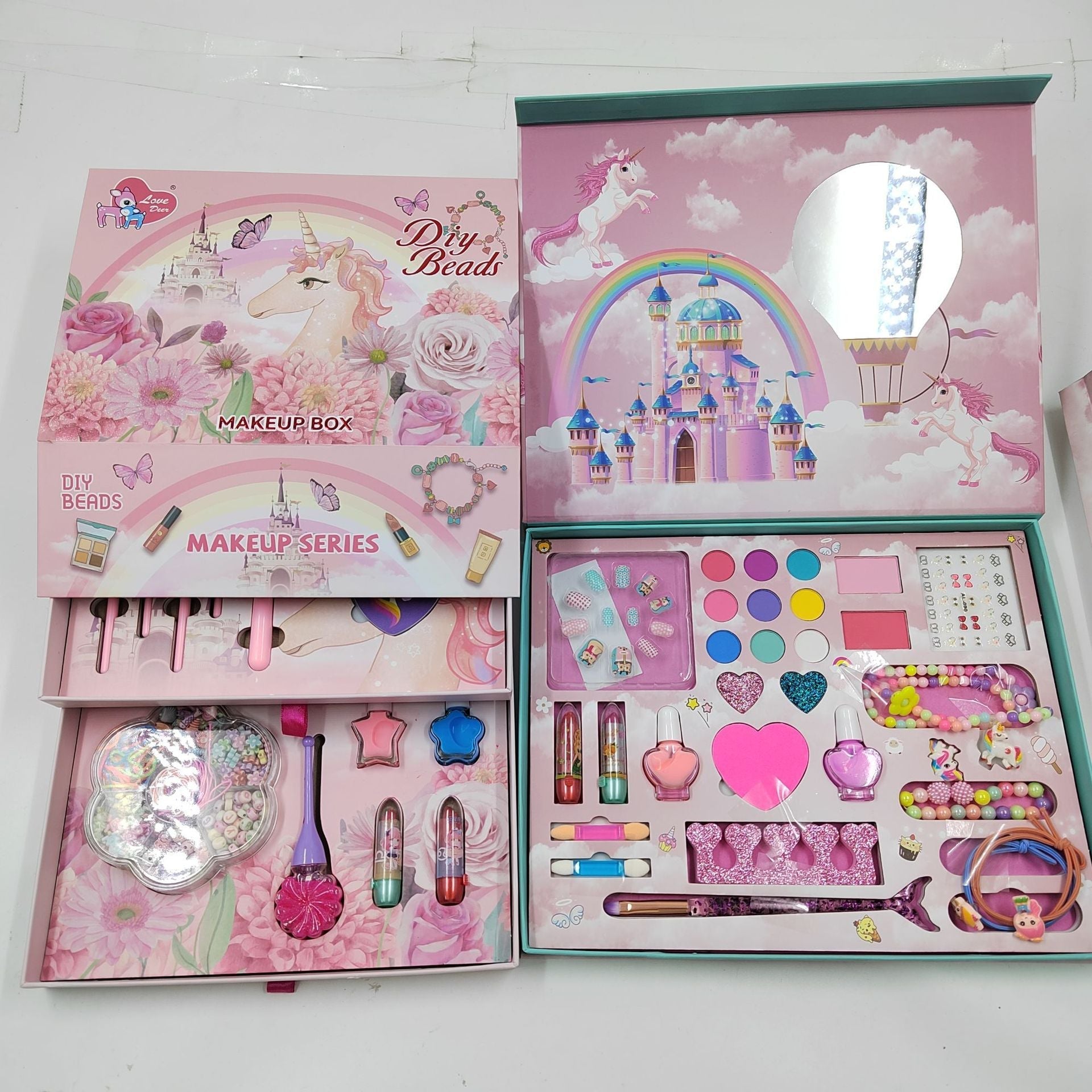 Colorful unicorn cosmetics for pretend play