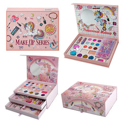 Close-up of lipsticks in unicorn-themed makeup kit
