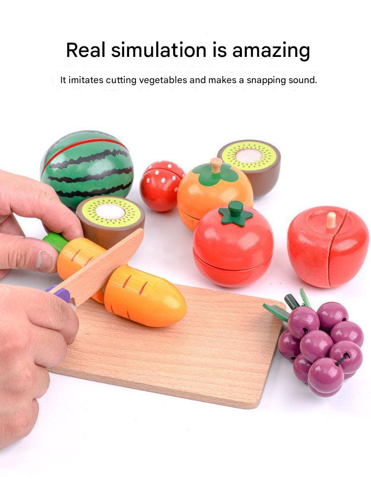 Organised wooden fruit basket playset