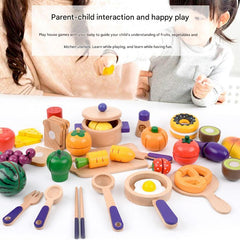 Organised wooden fruit basket playset