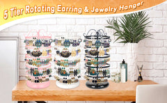 Sleek black and white rotating earring holder