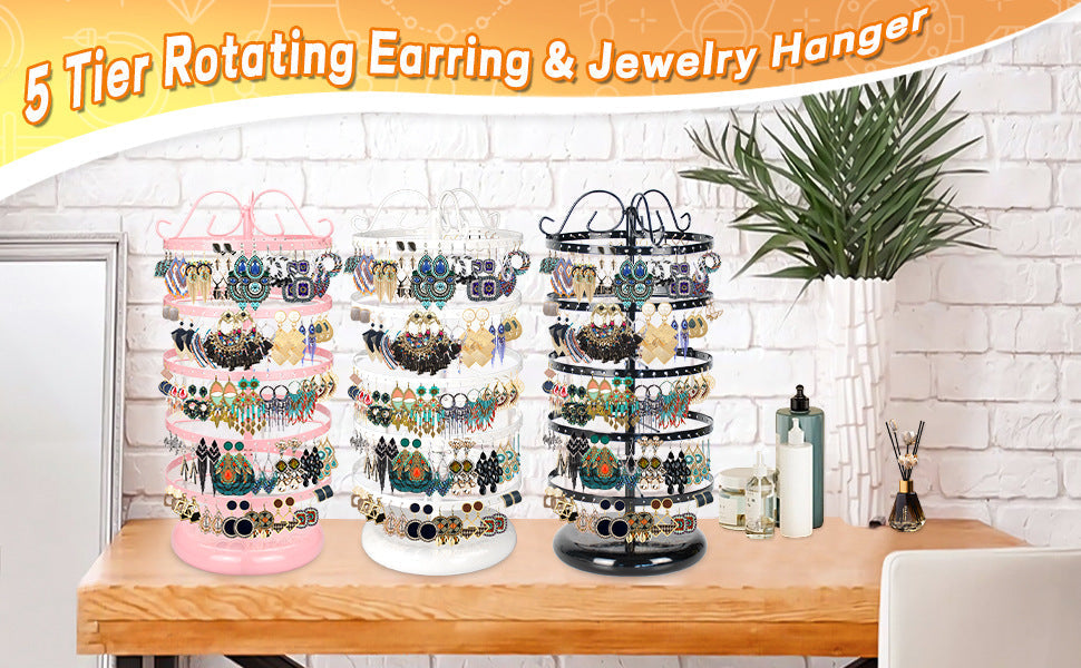 Sleek black and white rotating earring holder