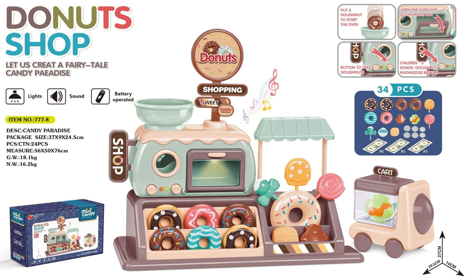 Colorful toy cash register with scanner