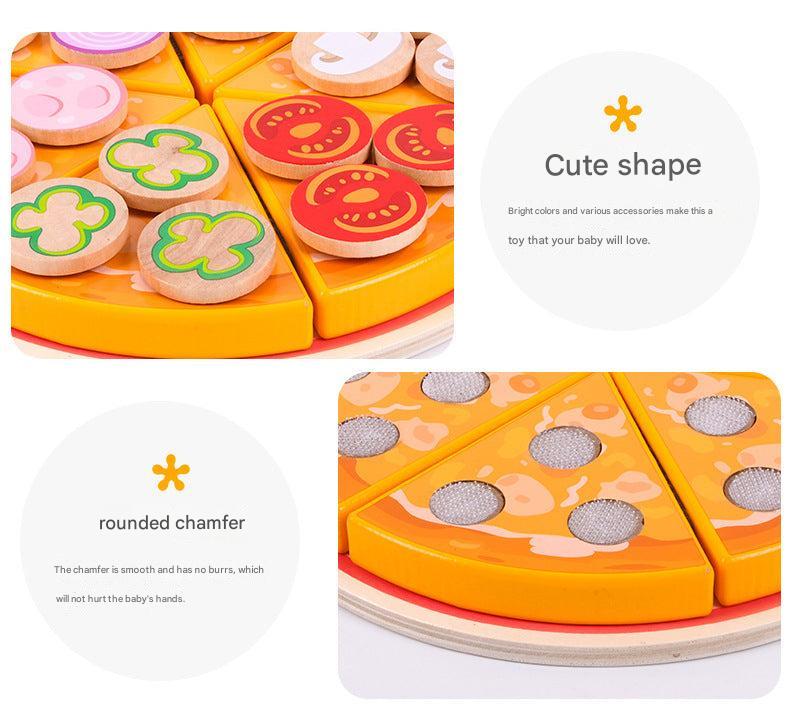 Colourful slices and toppings of wooden pizza toy
