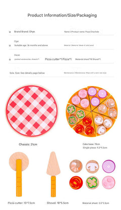 Child assembling pizza pieces from the toy kit