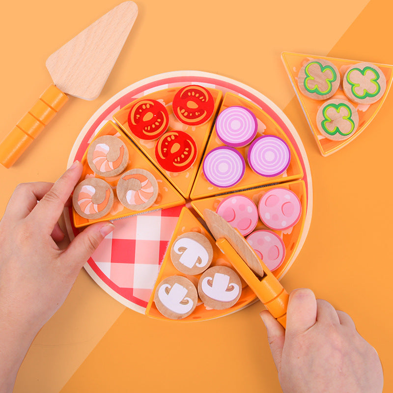 Interactive pizza cutting play set for kids