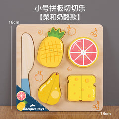 Magnetic wooden toy set laid out on a table
