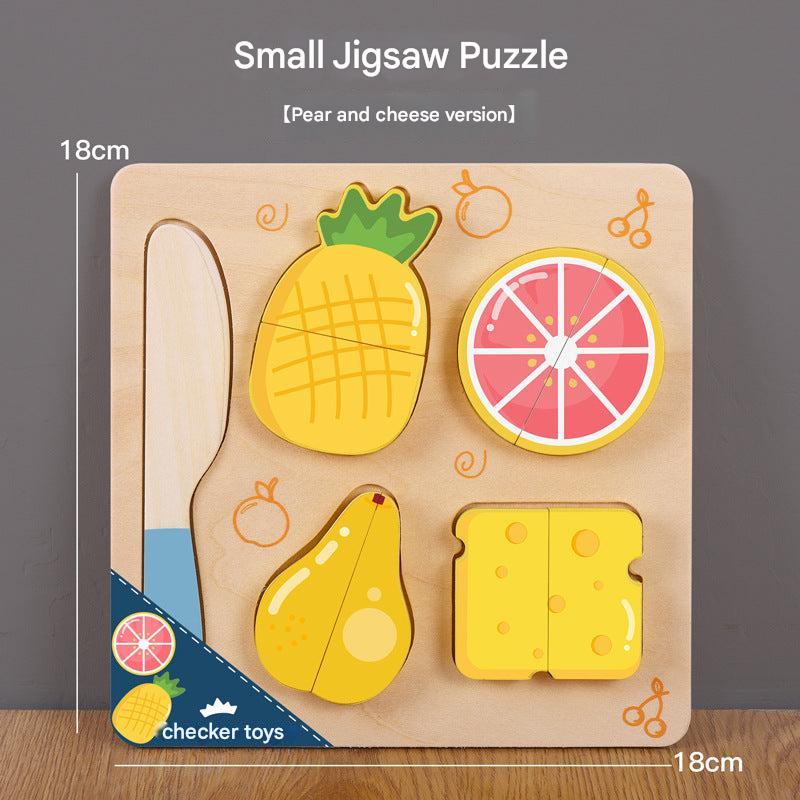 Various wooden puzzle pieces displayed together