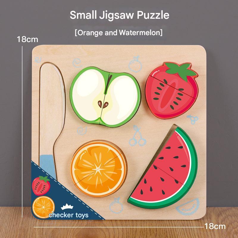 Magnetic wooden puzzle set with fruits and vegetables
